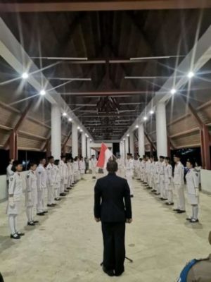 Pasukan pengibar bendera (paskibra) Merah Putih HUT RI ke 74 Kecamatan Tayan Hilir, Kabupaten Sanggau