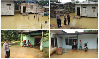 Tanggap Bencana, Kapolsek Toba Cek Lokasi Banjir