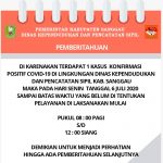 POLA HIDUP BARU terkait COVID 19 di DISDUKCAPIL Kab. SANGGAU