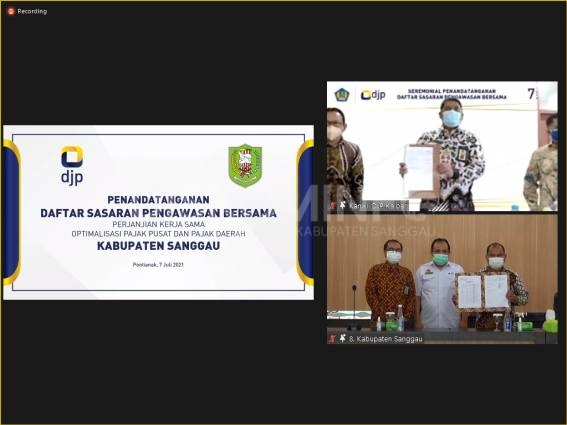 Penandatangan Perjanjian Kerja Sama Optimalisasi Pajak Pusat Dan Pajak Daerah Antara DJPK, DJP Dan Pemkab Sanggau