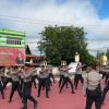 Personel Sat Samapta Polres Sanggau dan Perwakilan Polsek Jajaran Latihan Beladiri Persiapan Pilkada