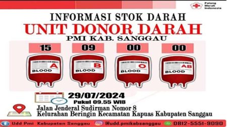 Stok Darah Semua Golongan O dan AB Kosong PMI Kabupaten Sanggau