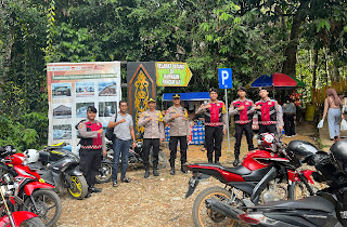 Tingkatkan Keamanan Wisata, Polres Sanggau Gelar Patroli dan Himbauan di Pancur Aji