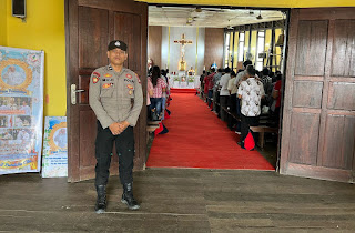 Pengamanan Ibadah Misa Minggu di Gereja Santo Fransiskus Xaverius Berjalan Aman dan Kondusif