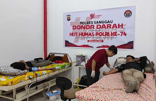 Peduli Sesama, Polres Sanggau Gelar Donor Darah Sambut HUT Humas Polri ke-74