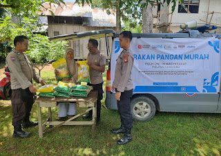 Wujud Kepedulian Polri, Polres Sanggau Gelar Gerakan Pangan Murah di Lingkungan Dokuk